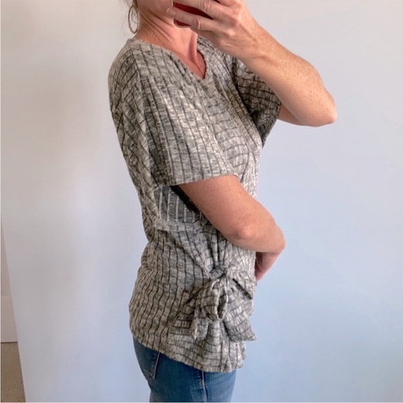 Marbled Grey Color Side Tie Top - Picture 5 of 7